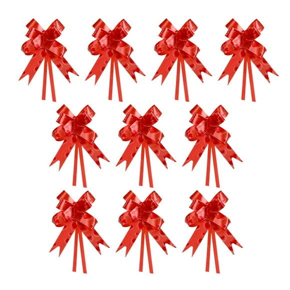 Billuyoard 10 piezas Bow Pull Decor Exquisito Embalaje festivo Plástico Tirado a mano Flor Cumpleaños Envoltura Aniversario Corazón / Rojo Type1 NO1