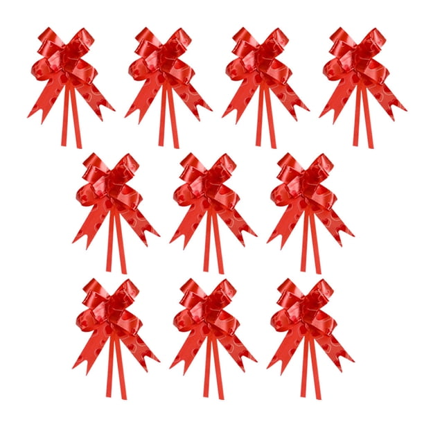 Bewildely 10 piezas de decoración de tirador de lazo embalaje festivo impreso flor tirada a mano boda Navidad vacaciones aniversario accesorio Kits de decoración para fiestas Corazón/Rojo
