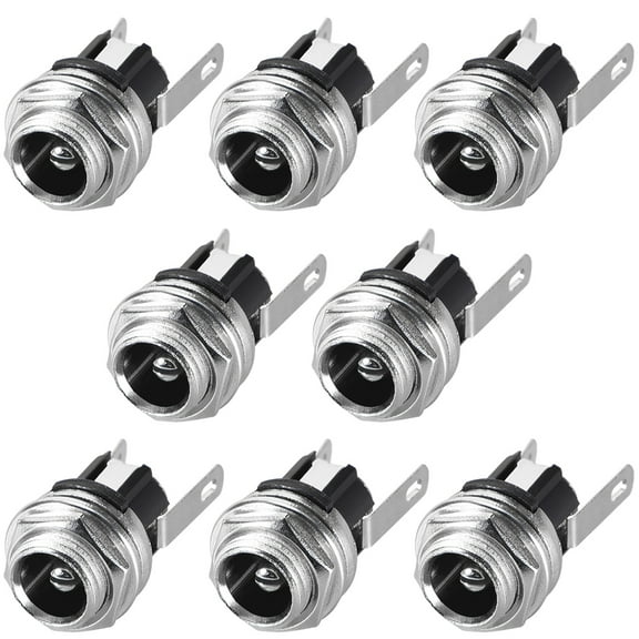 PCB Mount DC Connector Audio Video Socket DC025M 3 Pin Female 5.5mmx2.5mm Black 8Pcs