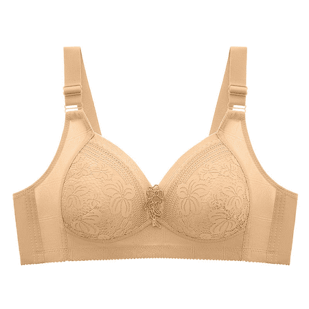 Fulorrnie Bras for Women Plus Size Wirefree Comfort Supportive Balconette High Impact Longline Push Up Bra Beige M38/85