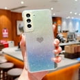 thumbnail image 3 of for Samsung Galaxy S21 FE 5G Case Holographic Iridescent, Gradient Bling Glitter Clear Women Phone Case with Camera Lens Cover Soft Shockproof Cute Heart S21 FE 5G Case 6.4" (Black Heart), 3 of 10