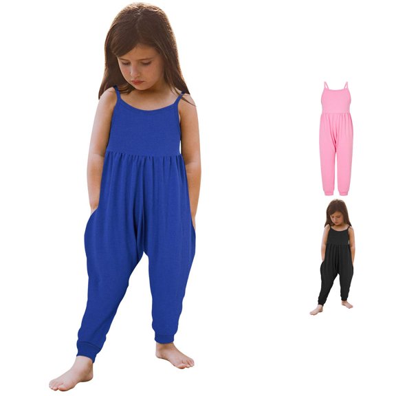 Vrotazzy Girls Romper & Jumpsuit for Kids Playful Summer Jumpsuit with Backless Strapless Design for Girls Toddlers and Little Girls Solid Playsuit Outfit