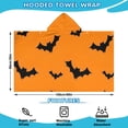 thumbnail image 2 of Orange Halloween Bats Hooded Bath Towel，60"x35" for Ages 3 To 12 Kids, Quick Dry Lightweight Soft Microfiber Hood Beach Towel Cover Up for Kids, 2 of 7