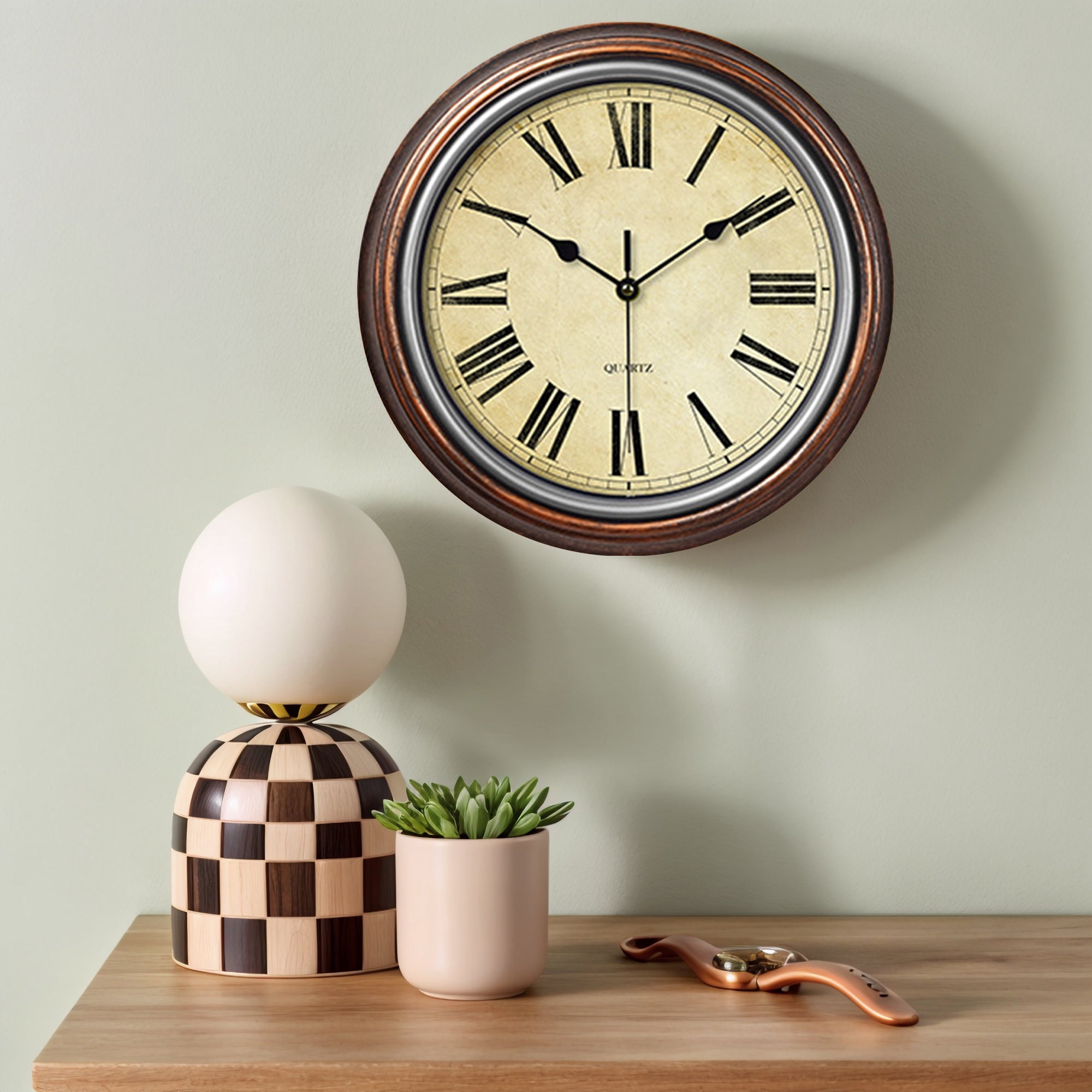 Unique Bargains Silent Non Ticking Battery Operated Wall Clock Brown
