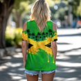 thumbnail image 3 of POLERO Women's Cold Shoulder Tops Short Sleeve V Neck T Shirts Basic Summer Tees Sexy Casual Cut Out Design Fashion Jamaica Graffiti Palm Tree Print S, 3 of 7