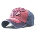 thumbnail image 1 of Up To $10 Baseball Caps Red Embroidered Applique Unisex Adjustable Distressed Denim Hats Baseball Cap Topee, 1 of 2