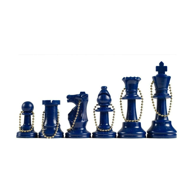 WE Games Keychain Bag Tag Chessmen - Includes 17 Plastic Pieces in Blue Metal Chain