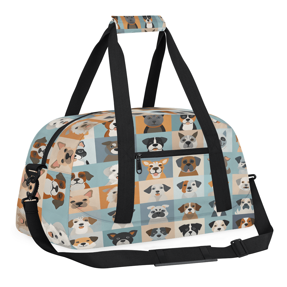 Herdesigns Cute Animal Dogs Puppy Sports Duffle Bag for Women & Men, Gym Bag Dance Bag Overnight Bag Carry On Weekender Travel Bag
