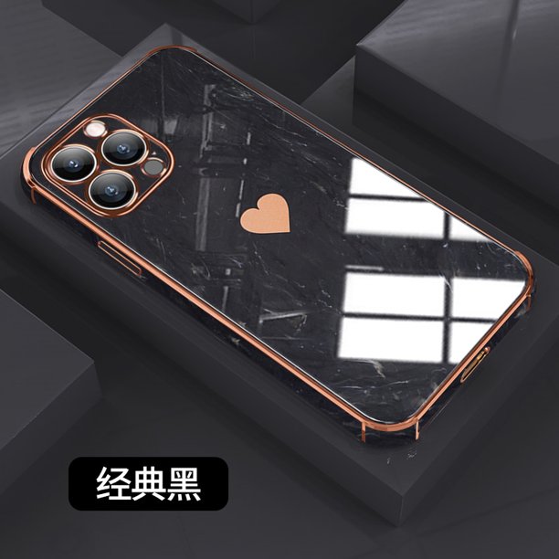 Funda de mármol de corazón de amor de lujo para iPhone, 11, 12, 13 Pro Max, X, XS, XR Max, 7, 8 Plus, SE 2020, fundas galvanizadas Fivean unisex