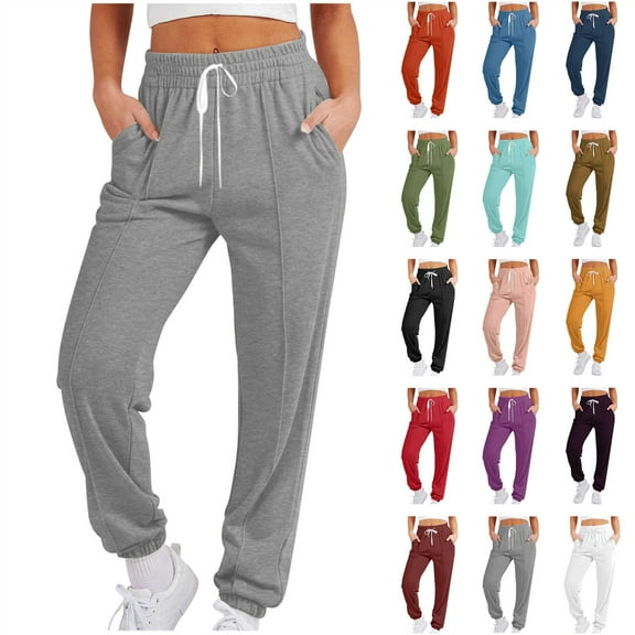 Camisas Para Hombres! QATAINLAV Women's Joggers Pants Solid Casual Cinch Bottom Loose Sweatpants with Pockets Drawstring High Waisted Track Lounge Pants for Athletic Hiking Red L