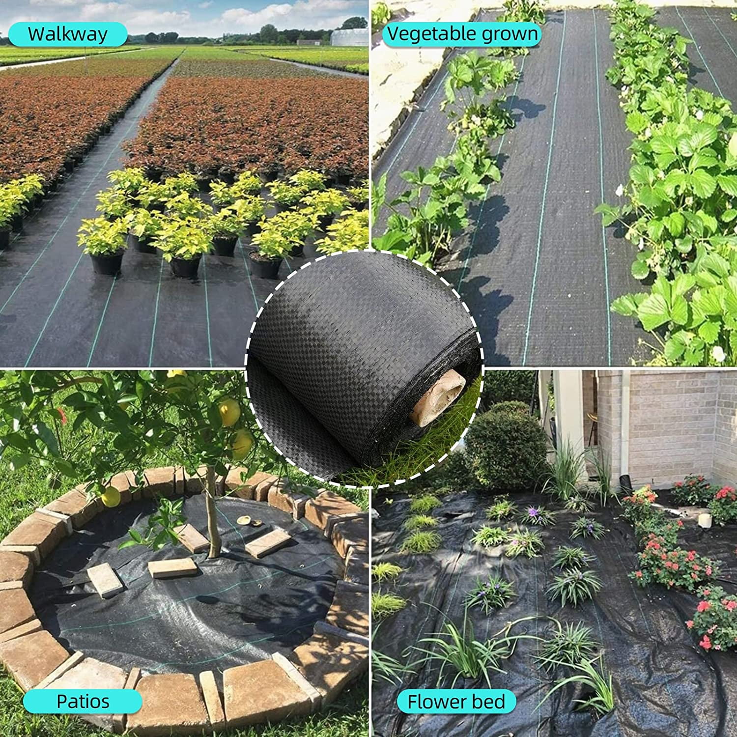 AOILE 4x250ft Weed Barrier Landscape Fabric, 5 Oz Heavy Duty Ground Cover Weed Block Gardening Mat for Erosion Control, Weed Barrier