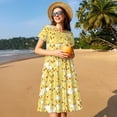 thumbnail image 4 of Fotbe Baby Chicks Vestido Largo de Moda para Mujer, Vestido Tipo Camiseta con Manga Corta y Estilo Casual a Rayas y Bloques de Color, 4 of 6