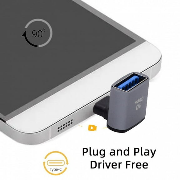 JSER Up Down Angled USB-C Type-C to USB 3.0 Female OTG Adapter 90 Degree for Laptop Tablet Phone