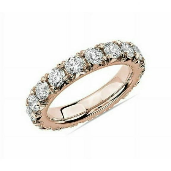 3.50CT Natural Diamon (SI1,I-J) Round Eternity Ring 14K Rose Gold Fine Jewelry for Unisex Gifts
