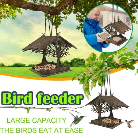 Wooden Bird Feeder – Charming Garden Accessory Crafted for Attracting Wild Birds, Easy Assembly Without Glue Required, Durable Construction Ideal for Nature Lovers and Garden Enthusiasts