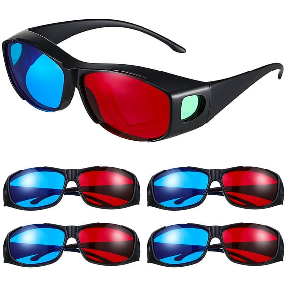MEIBUTYUP 5-Pack 3D Glasses for Movie Viewing, Red and Plastic, Comfortable and Ages