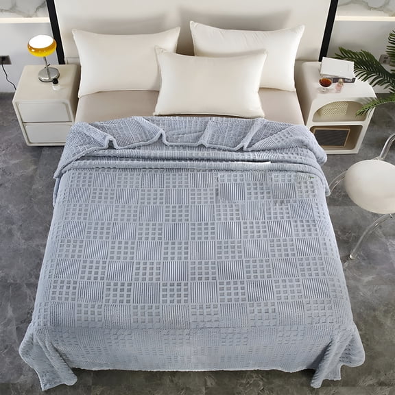 AUQ Waffle Weave Blanket Queen Size Lightweight Breathable Cozy Summer Blankets for Bed 27X39 Inches Woven Bedding Blanket for Hot Sleepers Couch and Sofa,Gray