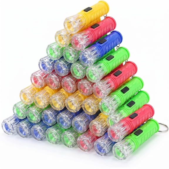 BlinkL 50 PCS Mini Flashlight Keychain Bulk Assorted Colors Torch Keyring Flashlights LED Small Keychain Light Hiking Camping Christmas Party Favors