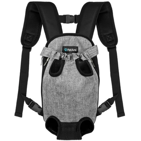 PetAmi Dog Carrier Backpack  Adjustable Pet Cat Front Carrier Backpack  Ventilated Dog Chest Carrier for Hiking Camping Travel  Sling Bag for Small Medium Dog Cat Puppies  Small  5-9 lbs  Grey