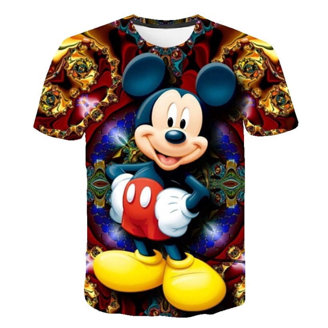 Camisetas de dibujos animados para niños y niñas, camiseta con estampado de Mickey Mouse para niños, camiseta de manga corta de verano para niños, camisetas de dibujos animados, ropa 6T Gao Jinjia LED