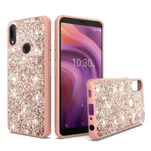 GSA Glitter Bling Hybrid Case for Alcatel 3V(2019) - Rose Gold