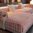 thumbnail image 1 of Thick Rabbit Plush Sofa Covers,Non Slip Faux Fur Sofa Cover for L Shape Sectional Sofa Slipcover, Furniture Protector Fluffy Slipcovers for Living Room (Pink,110 * 240cm/43.3 * 94.5in), 1 of 6