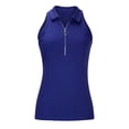 thumbnail image 3 of Idoravan Women's Plus Size Tops Clearance Spring and Summer New Solid Color Lapel Sleeveless Vest Zipper Fashion Casual T-shirt Womens Clothing, 3 of 4
