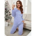 thumbnail image 5 of MINTREUS Womens Pajama Set Long Sleeve Sleepwear Nightwear Soft Pjs Lounge Sets With Pockets, 5 of 7
