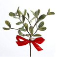 thumbnail image 1 of Kurt Adler Artificial Mistletoe Pick with Red Bow Christmas Ornament Holiday, 1 of 1