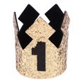 thumbnail image 1 of 1 pieza de sombrero de fiesta, tiara, corona, suministros para fiestas infantiles, celebración de cumpleaños de bebé, baby shower, accesorios para fotos, corona negra y dorada, color negro 1, 1 of 7