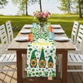 thumbnail image 4 of St. Patrick's Day Table Runner, Green Leaf Gnomes Shamrock Clovers Washable Cotton Linen Table Runners 108 Inches Long, Dresser Scarf Runner for Dining/Living Room/Kitchen/Square Tables 13''x108'', 4 of 9