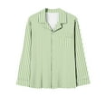 thumbnail image 3 of Oplxuo Women's Long Pants Pajamas Sets Casual Striped Button Down Sleepwear Loose Long Sleeve Lapel Shirts 2 Piece Lounge Sets, 3 of 4