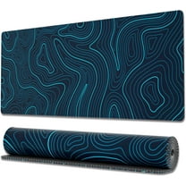 Large Gaming Mouse Pad with Stitched Edges, Minimalist Map Desk Mat, Extended XL Mousepad with Anti-Slip Base, Cool Desk Pad for Keyboard and Mouse, 31.5 x 11.8 in, Blue