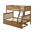 thumbnail image 3 of Plank+Beam Solid Wood Twin over Full Bunk Bed with Storage Trundle for Adults/Kids, Pecan, 3 of 9
