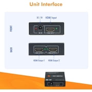 J-Tech Digital 1x2 HDMI Powered Splitter for Full HD 1080p & 3D Support One Input to Two Outputs
