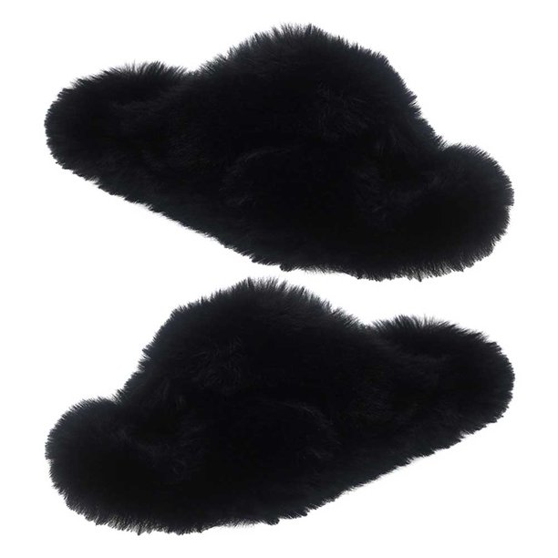 Zapatillas Calientes Zapatillas de felpa acogedoras con punta abierta para mujer, suministros para el hogar de espuma viscoelástica (negro 40)