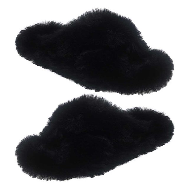Zapatillas Calientes Zapatillas de felpa acogedoras con punta abierta para mujer, suministros para el hogar de espuma viscoelástica (negro 39)