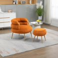 thumbnail image 2 of DEALTOPS Velvet Accent Chair Modern Upholstered Armchair Tufted Chair with Metal Frame, Single Leisure Chairs for Living Room Bedroom-Orange, 2 of 10