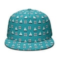 thumbnail image 2 of Tropical Summer Flat Brim Baseball Cap - Nautical Anchor & Compass Snapback Hat for Men Women, 2 of 5