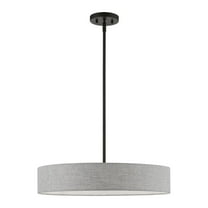 46144-04 Livex Lighting Elmhurst - 4 Light Medium Drum Pendant In Timeless Style-12.75 Inches Tall and 22 Inches Wide-Black Finish    -Traditional