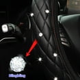 thumbnail image 3 of 1 Pack 15 Inches Elastic Stretch Leather Car Steering Wheel Cover, Bling Diamond Vehicle Decor Accessories for Most Vehicles, Black, 3 of 12