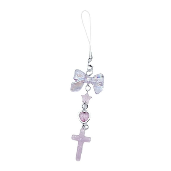 Necvior Bowknot Heart Cross Phone Charm Straps Keys Hanging Pendants Bag Decoration