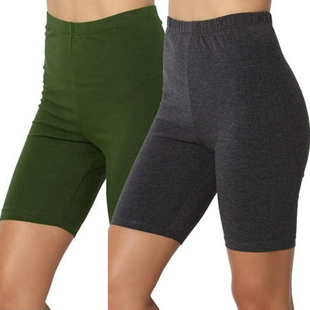 KIJBLAE Women s High Waist Biker Shorts 2 Pack Soft Stretch Bike Yoga Shorts Athletic Workout Running Tummy Control Cycling Spandex Biker Shorts for Women Dark Gray XXL