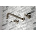 thumbnail image 3 of Kingston Brass KS8028DKL Kaiser Two-Handle Wall Mount Roman Tub Faucet, Brushed Nickel, 3 of 5
