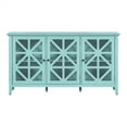 thumbnail image 3 of 62.2" Accent Storage Cabinet, Modern Console Table Buffet Sideboard with 3 Hollow-out Doors and Adjustable Shelves, Entryway Cupboard with Wood Legs and Metal Handles for Living Room Kitchen Turquoise, 3 of 7
