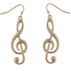Lux Accessories Matte Gold Tone Musical Note Treble Clef Boho Dangle Earrings