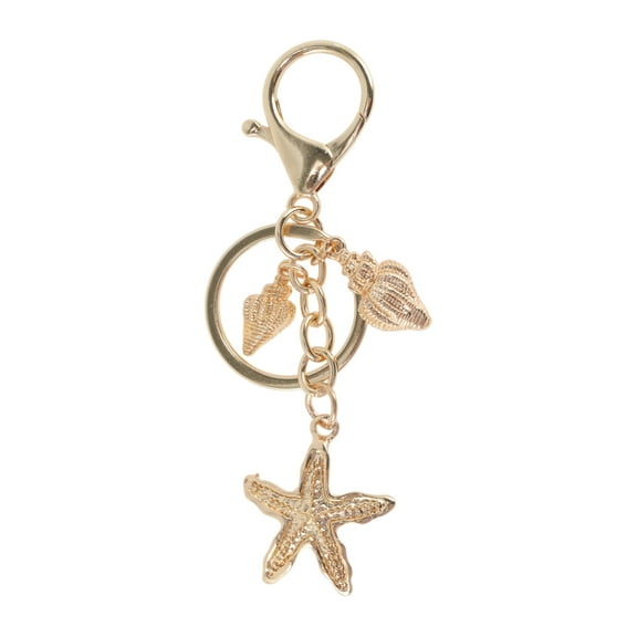 Unique Bargains 1 Pc Fashion Starfish Conch Handbag Charm Bag Accessories Gold Tone