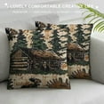 thumbnail image 3 of Qinduosi Retro Brown Bear Paw Prints House Cabin Forest Pine Nut Trees Field Fall Autumn Decorative Throw Pillow Cover Case Home Living Room Bed Sofa Car Linen Square Inches, 3 of 5