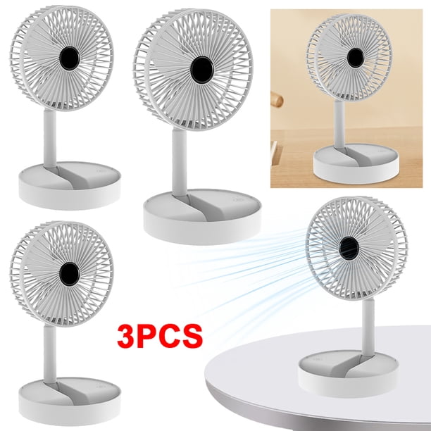 Ventilador Plegable Escritorio 2000 Mah Ventiladores Telescópicos USB Portátiles para El (Blanco)