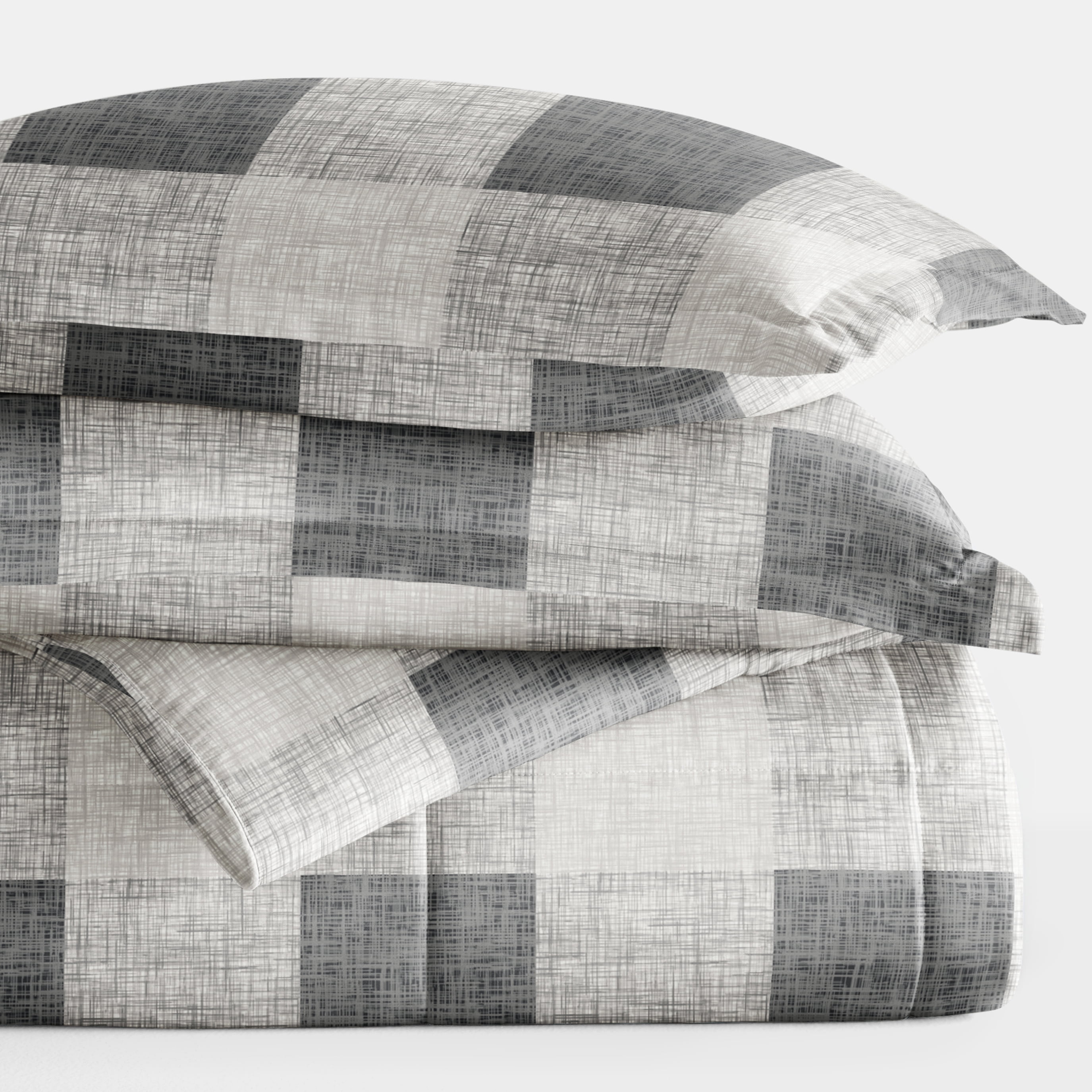 All Season Ultra Soft Comforter Set Down-Alternative Bedding in Gray Plaid Gingham for King/Cal King by Comfort Canopy